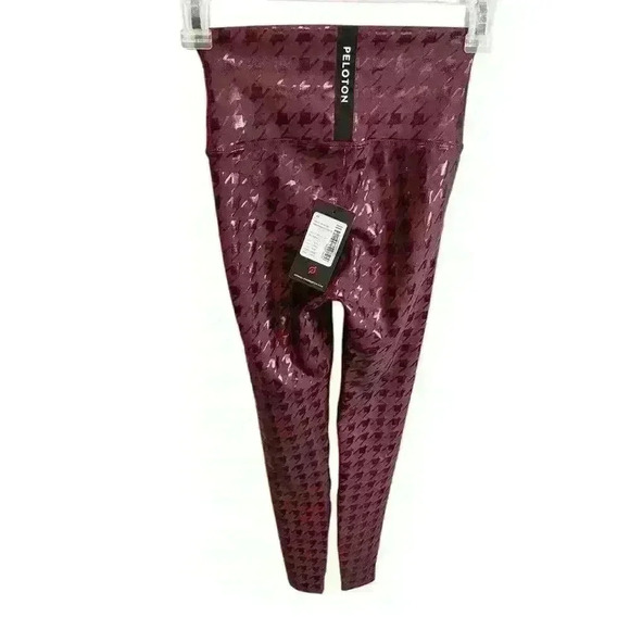 NWT Peloton Women's XS Show Up Houndstooth Leggings Purple Metallic High Rise - Picture 8 of 8